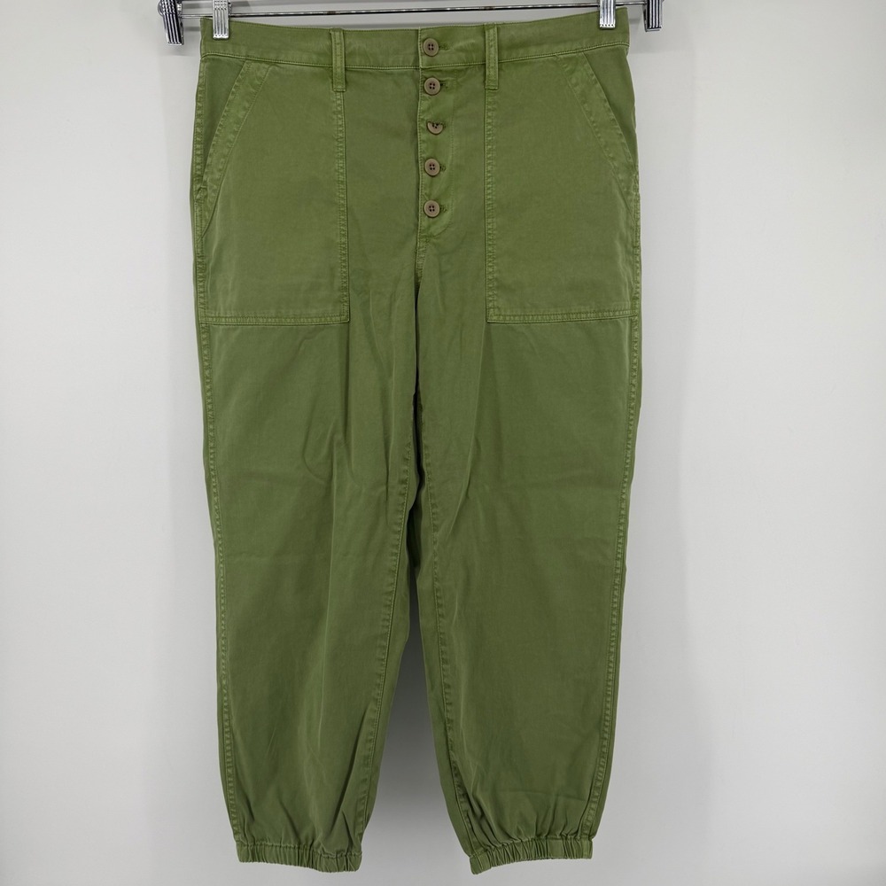 Madewell Track Trousers Women 32 Olive Green NG176 Button Fly Joggers Pants new